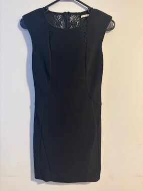 Classic Black Sheath Dress with Lace Detail